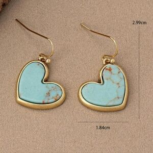 Gold & Turquoise Heart Earrings